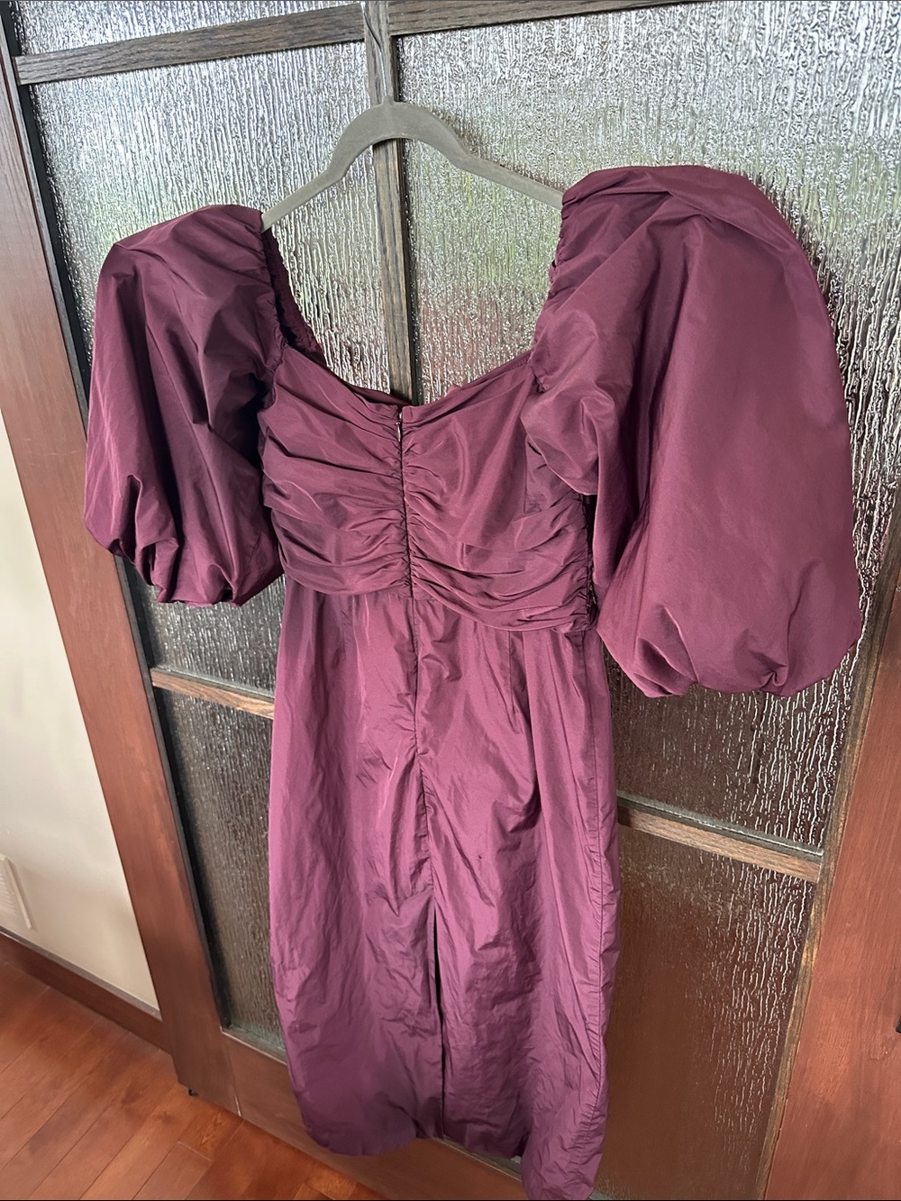 Tanya Taylor Charlotte dress Elegant Puff-Sleeve Midi Dress in Deep Plum size 10 - Picture 10 of 12